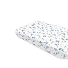 Cearceaf cu elastic, MimiNu, Pentru pat 160X80 cm, Din bumbac certificat Oeko Tex Standard 100, Blue Plane