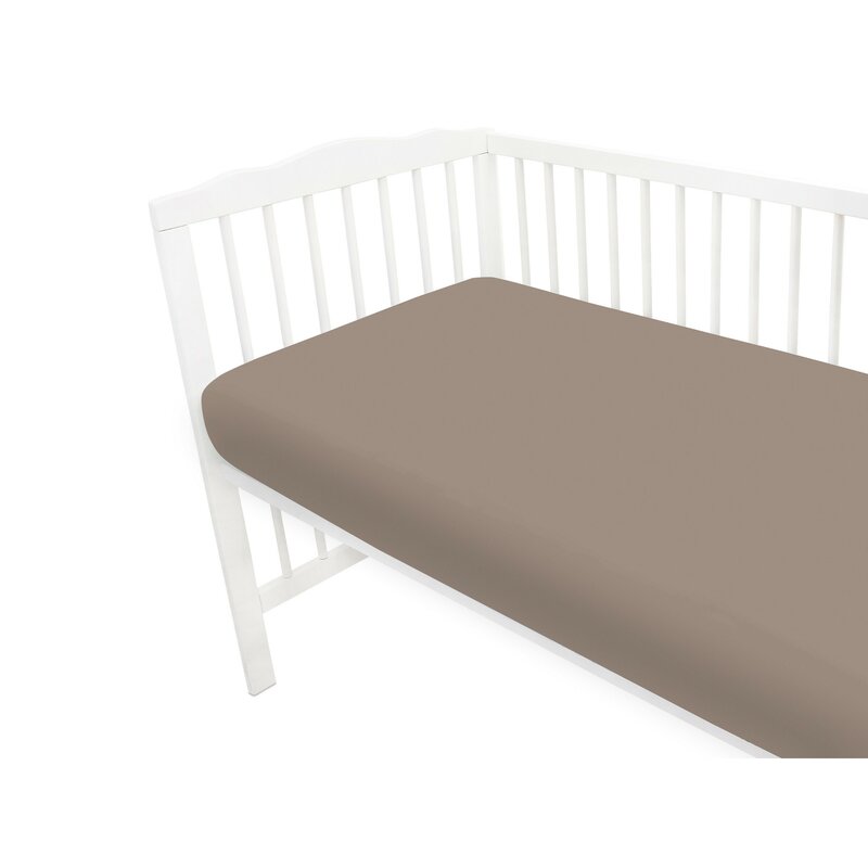 Cearceaf cu elastic, MimiNu, Pentru patut 120X60 cm, Din bumbac certificat Oeko Tex Standard 100, Colectia Royal, Mocha