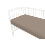 Cearceaf cu elastic, MimiNu, Pentru patut 120X60 cm, Din bumbac certificat Oeko Tex Standard 100, Colectia Royal, Mocha