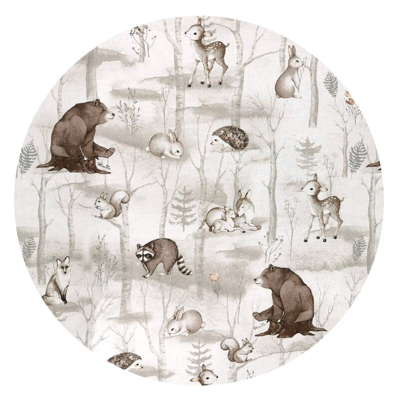 Cearceaf cu elastic, MimiNu, Pentru patut 120X60 cm, Din bumbac certificat Oeko Tex Standard 100, Design, Woodland