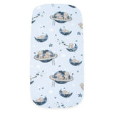 Cearceaf cu elastic, New Baby, Pentru landou, Din Bumbac certificat Oeko-Tex 100, 35 x 75 cm, 0 luni+, Teddy bear in space