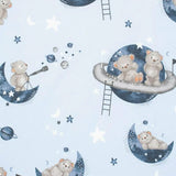 Cearceaf cu elastic, New Baby, Pentru landou, Din Bumbac certificat Oeko-Tex 100, 35 x 75 cm, 0 luni+, Teddy bear in space