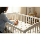 Cearceaf cu elastic, Qmini, Pentru pat 160x80 cm, Din bumbac certificat Oeko Tex Standard 100, Design, Teddy Toys