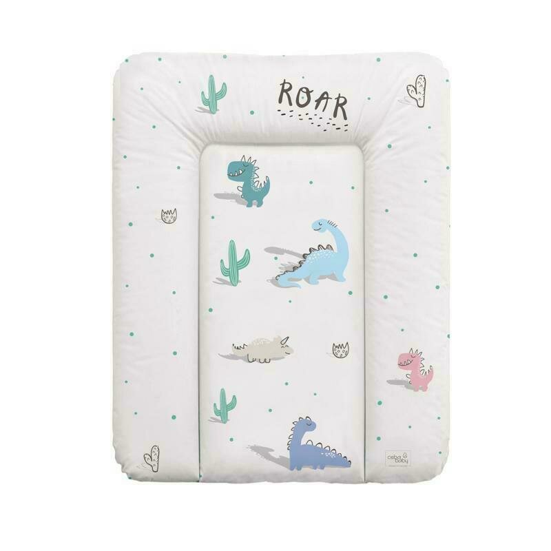 Saltea de infasat, Ceba Baby moale cu dinozauri, Fara ftalati, 70 x 50 cm, Multicolor