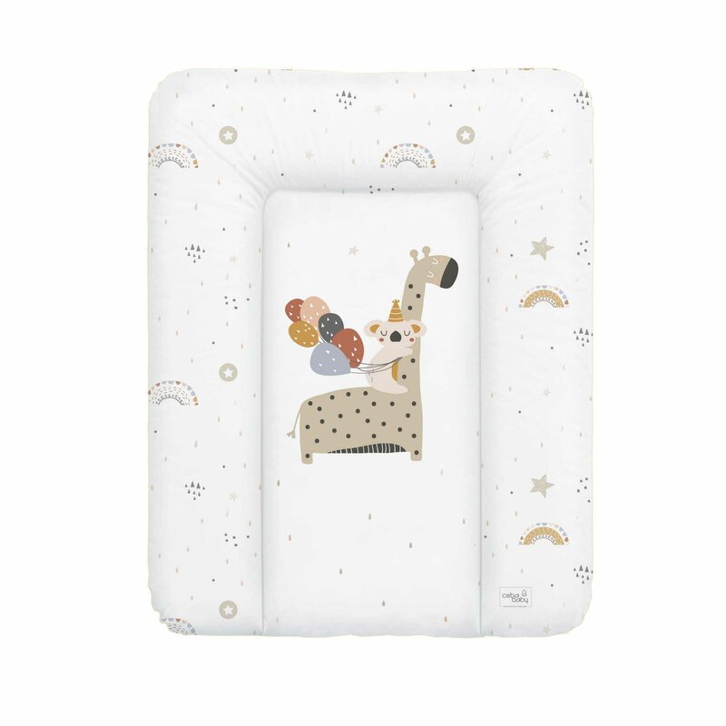 Saltea de infasat, Ceba Baby moale Giraffe, Fara ftalati, 70 x 50 cm, Alb/Bej
