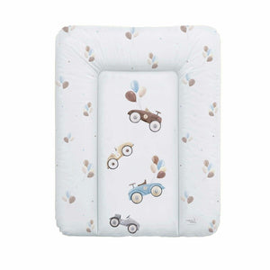 Saltea de infasat, Ceba Baby moale Retro Cars, Fara ftalati, 70 x 50 cm, Alb/Bej