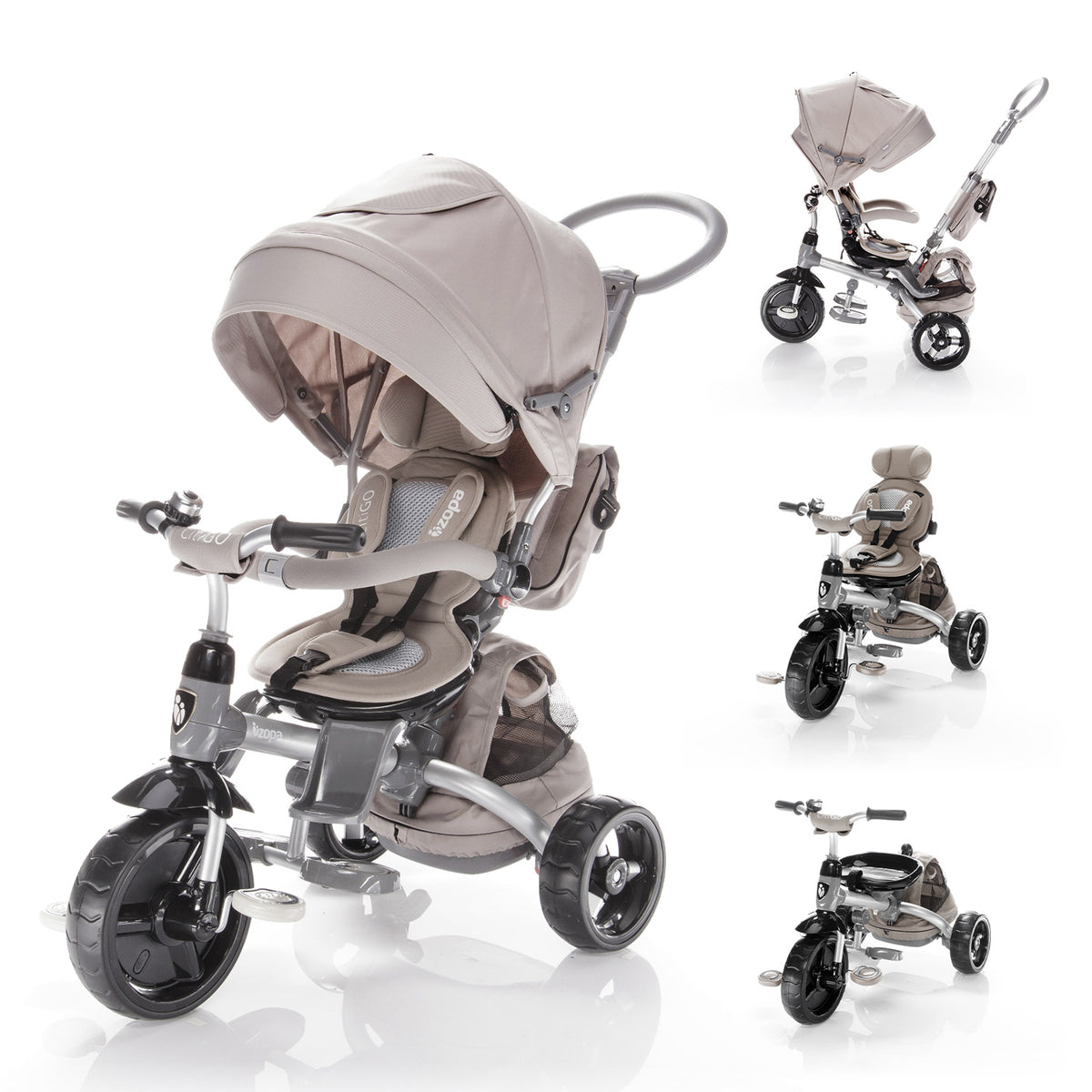 ZOPA - Tricicleta multifunctionala Citigo Almond Beige - gogobaby.ro