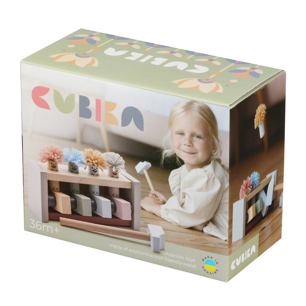 Jucarie din lemn, Cubika - Claunii saritori - Pastel - gogobaby.ro