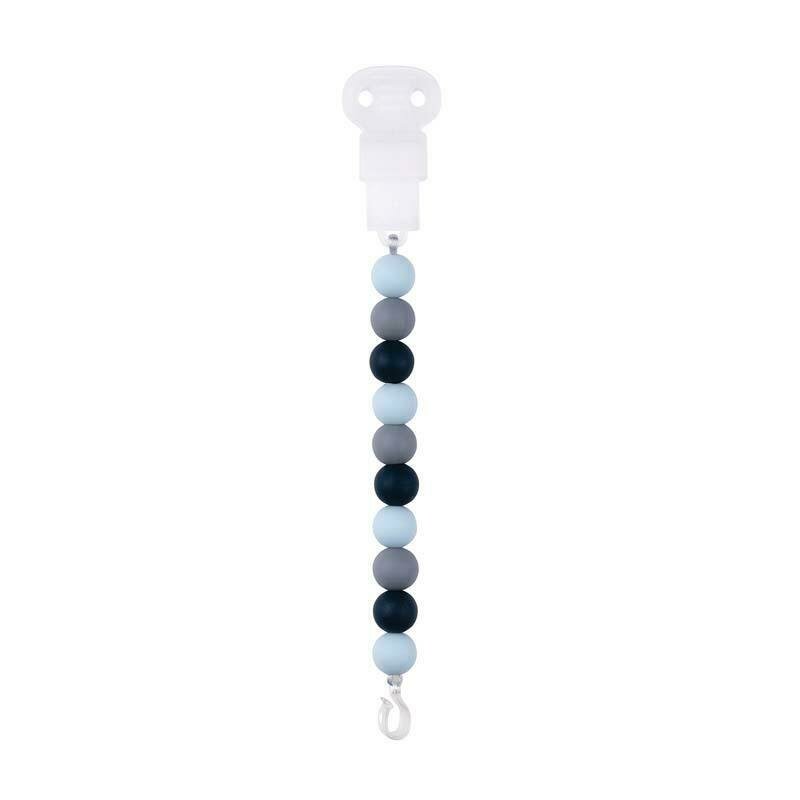 Clema pentru suzeta, Nattou, 100% silicon fara BPA, Cu sistem de prindere la suzeta, Cu margele, 30x7x18 cm, Albastru