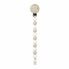 Clema pentru suzeta, Nattou, 100% silicon fara BPA, Cu sistem de prindere la suzeta, Cu margele, 30x7x18 cm, Neutru/Alb