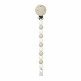Clema pentru suzeta, Nattou, 100% silicon fara BPA, Cu sistem de prindere la suzeta, Cu margele, 30x7x18 cm, Neutru/Alb