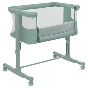 Patut co-sleeper, Lionelo, Aurora, 3 in 1, Cu leganare si setare unghiulara, Saltea cu densitate T25 si geanta transport, Reglabil in 5 pozitii pe inaltime, Pana la 9 kg, 0 luni+, 85x60x66 cm, EN 1130:2019+AC:2020, EN 16890:2, Verde