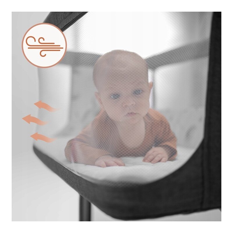 Patut co-sleeper, Lionelo, Aurora, 3 in 1, Cu leganare si setare unghiulara, Saltea cu densitate T25 si geanta transport, Reglabil in 5 pozitii pe inaltime, Pana la 9 kg, 0 luni+, 85x60x66 cm, EN 1130:2019+AC:2020, EN 16890:2, Verde