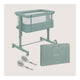 Patut co-sleeper, Lionelo, Aurora, 3 in 1, Cu leganare si setare unghiulara, Saltea cu densitate T25 si geanta transport, Reglabil in 5 pozitii pe inaltime, Pana la 9 kg, 0 luni+, 85x60x66 cm, EN 1130:2019+AC:2020, EN 16890:2, Verde