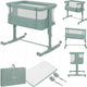 Patut co-sleeper, Lionelo, Aurora, 3 in 1, Cu leganare si setare unghiulara, Saltea cu densitate T25 si geanta transport, Reglabil in 5 pozitii pe inaltime, Pana la 9 kg, 0 luni+, 85x60x66 cm, EN 1130:2019+AC:2020, EN 16890:2, Verde