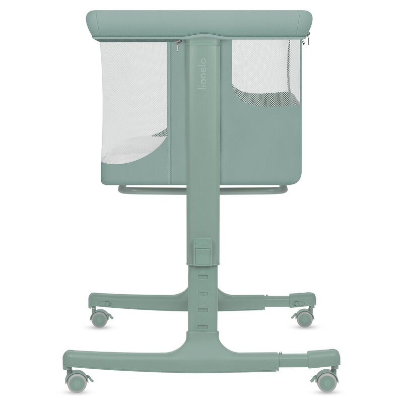 Patut co-sleeper, Lionelo, Aurora, 3 in 1, Cu leganare si setare unghiulara, Saltea cu densitate T25 si geanta transport, Reglabil in 5 pozitii pe inaltime, Pana la 9 kg, 0 luni+, 85x60x66 cm, EN 1130:2019+AC:2020, EN 16890:2, Verde
