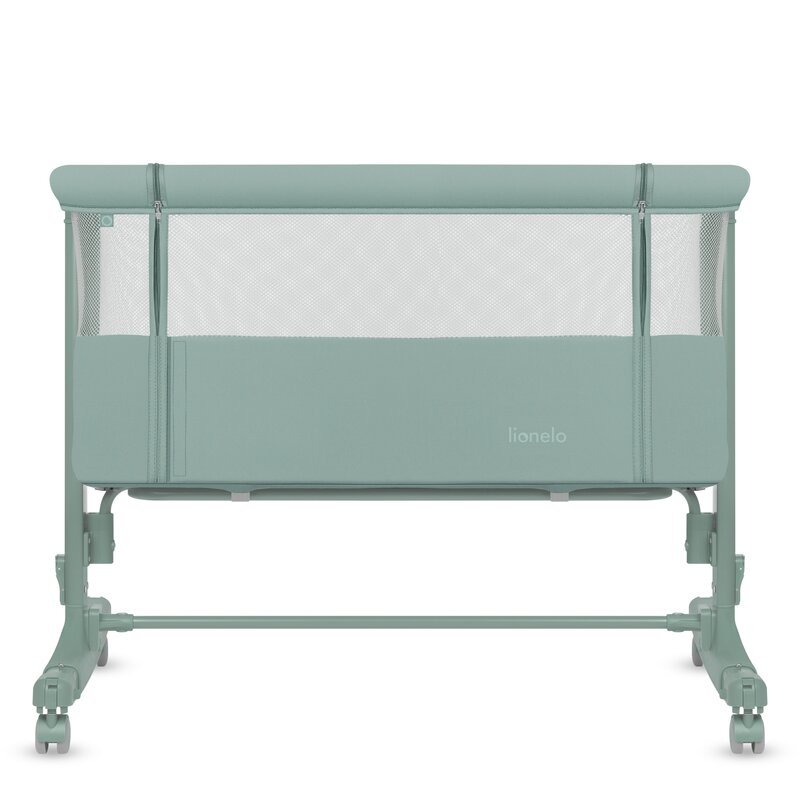 Patut co-sleeper, Lionelo, Aurora, 3 in 1, Cu leganare si setare unghiulara, Saltea cu densitate T25 si geanta transport, Reglabil in 5 pozitii pe inaltime, Pana la 9 kg, 0 luni+, 85x60x66 cm, EN 1130:2019+AC:2020, EN 16890:2, Verde
