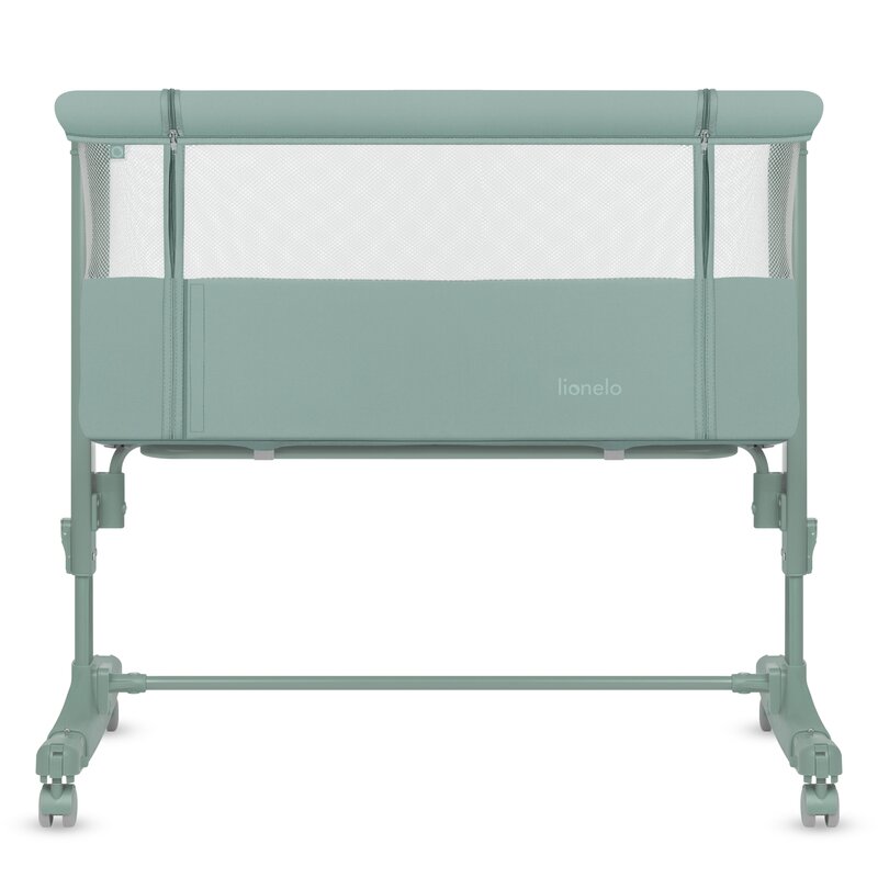 Patut co-sleeper, Lionelo, Aurora, 3 in 1, Cu leganare si setare unghiulara, Saltea cu densitate T25 si geanta transport, Reglabil in 5 pozitii pe inaltime, Pana la 9 kg, 0 luni+, 85x60x66 cm, EN 1130:2019+AC:2020, EN 16890:2, Verde