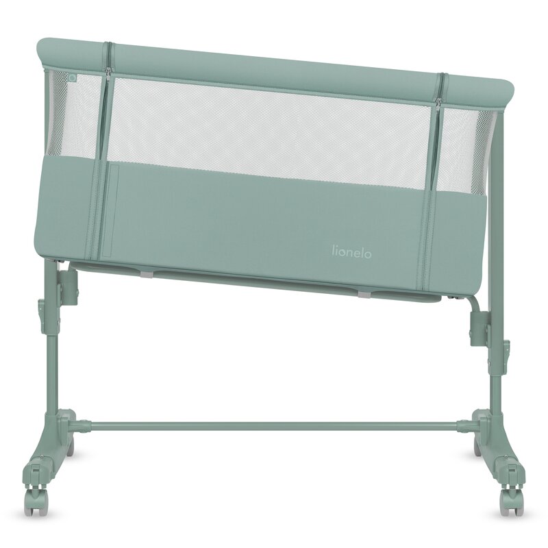 Patut co-sleeper, Lionelo, Aurora, 3 in 1, Cu leganare si setare unghiulara, Saltea cu densitate T25 si geanta transport, Reglabil in 5 pozitii pe inaltime, Pana la 9 kg, 0 luni+, 85x60x66 cm, EN 1130:2019+AC:2020, EN 16890:2, Verde