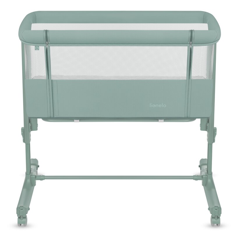 Patut co-sleeper, Lionelo, Aurora, 3 in 1, Cu leganare si setare unghiulara, Saltea cu densitate T25 si geanta transport, Reglabil in 5 pozitii pe inaltime, Pana la 9 kg, 0 luni+, 85x60x66 cm, EN 1130:2019+AC:2020, EN 16890:2, Verde