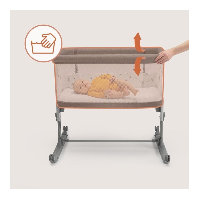Patut co-sleeper, Lionelo, Aurora, 3 in 1, Cu leganare si setare unghiulara, Saltea cu densitate T25 si geanta transport, Reglabil in 5 pozitii pe inaltime, Pana la 9 kg, 0 luni+, 85x60x66 cm, EN 1130:2019+AC:2020, EN 16890:2, Verde