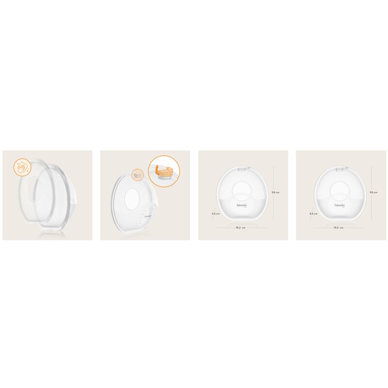 Colectoare san, Lionelo, 2 buc, 60 ml, fara BPA, Ergonomice, Compatibile cu orice sutien, Transparent