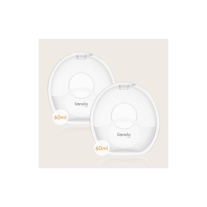 Colectoare san, Lionelo, 2 buc, 60 ml, fara BPA, Ergonomice, Compatibile cu orice sutien, Transparent