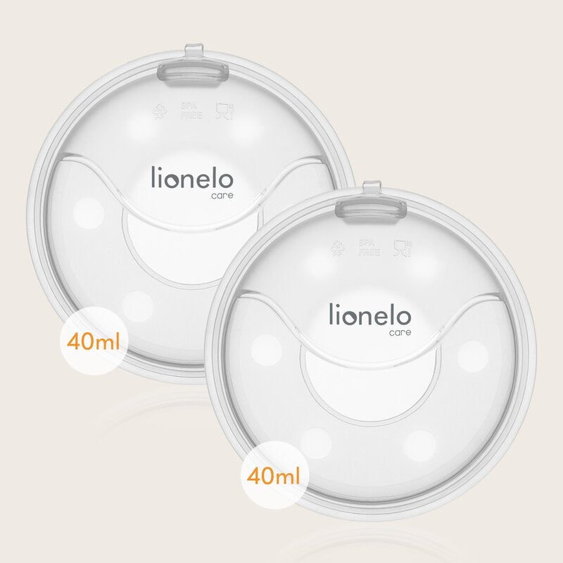 Colector de lapte, Lionelo, Milky, 2 buc, Se potriveste tuturor sutienelor, Cutie depozitare igienica inclusa, Fara bisfenol A, Capacitate 40 ml, Transparent