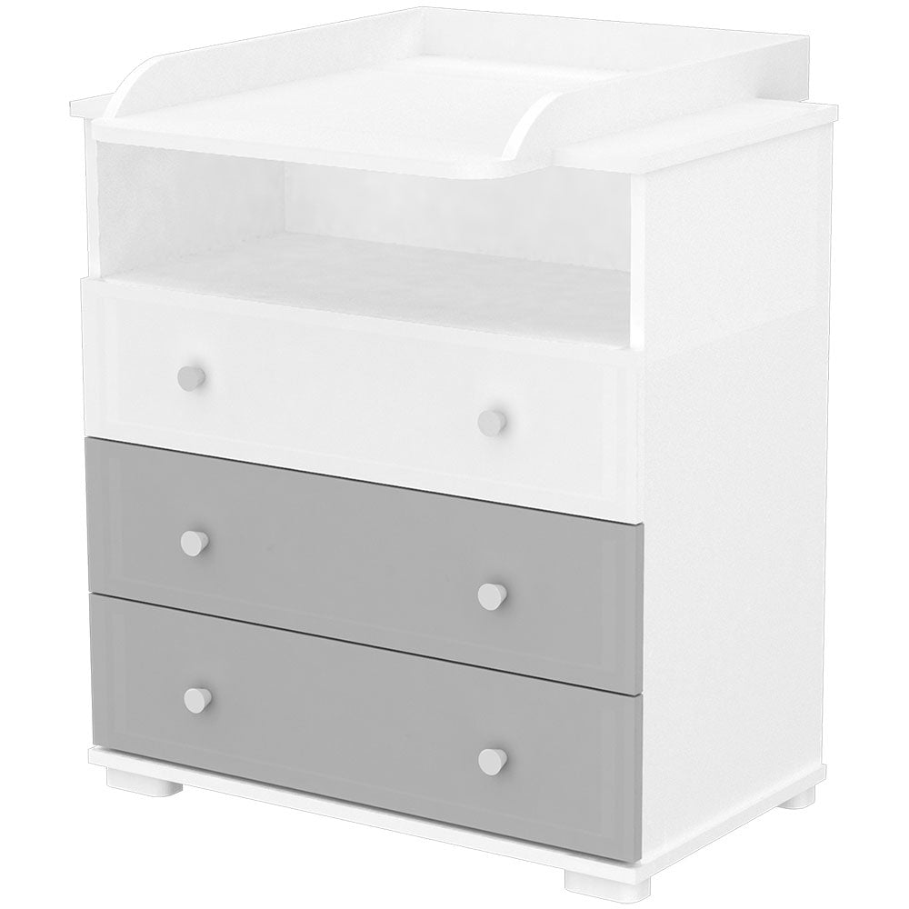 Comoda de infasat Hubners Patrik 80 cm alb grafit - gogobaby.ro