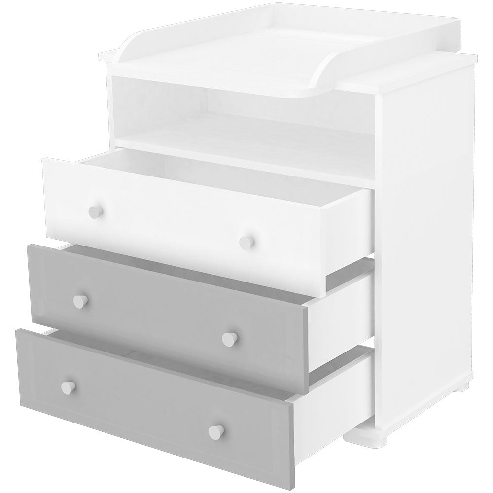 Comoda de infasat Hubners Patrik 80 cm alb grafit - gogobaby.ro