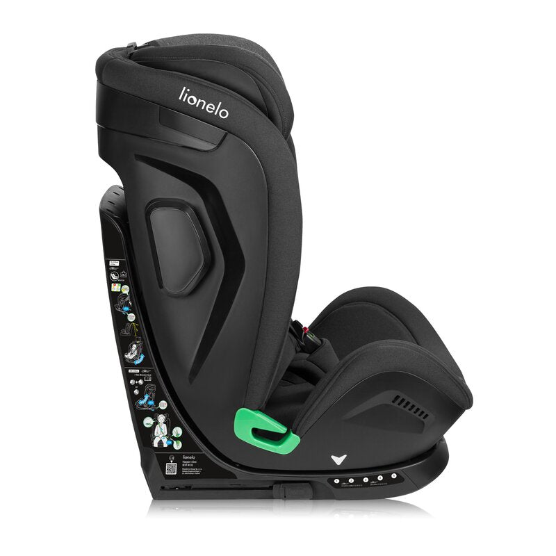 Scaun auto, Lionelo, Harper i-Size, Isofix, Cu centura TopTether, Cu spatar inclinabil in 5 pozitii, Cu tetiera reglabila in 13 pozitii, Cu tehnologie Dri Seat, Instalare cu fata inainte, 9-36 kg, 76-150 cm, Conform cu ECE R129, Gri - gogobaby.ro