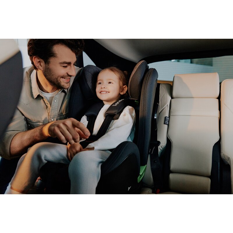Scaun auto, Lionelo, Harper i-Size, Isofix, Cu centura TopTether, Cu spatar inclinabil in 5 pozitii, Cu tetiera reglabila in 13 pozitii, Cu tehnologie Dri Seat, Instalare cu fata inainte, 9-36 kg, 76-150 cm, Conform cu ECE R129, Gri - gogobaby.ro