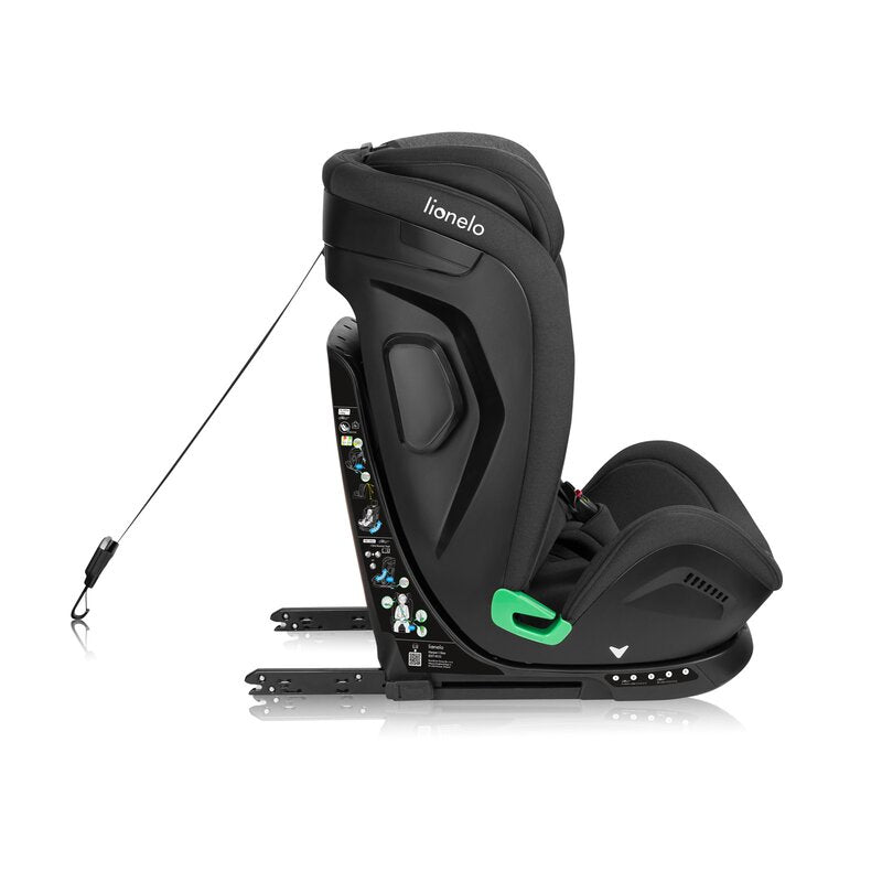 Scaun auto, Lionelo, Harper i-Size, Isofix, Cu centura TopTether, Cu spatar inclinabil in 5 pozitii, Cu tetiera reglabila in 13 pozitii, Cu tehnologie Dri Seat, Instalare cu fata inainte, 9-36 kg, 76-150 cm, Conform cu ECE R129, Gri - gogobaby.ro