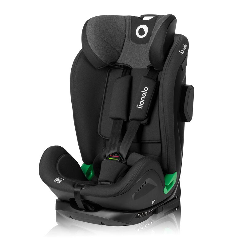Scaun auto, Lionelo, Harper i-Size, Isofix, Cu centura TopTether, Cu spatar inclinabil in 5 pozitii, Cu tetiera reglabila in 13 pozitii, Cu tehnologie Dri Seat, Instalare cu fata inainte, 9-36 kg, 76-150 cm, Conform cu ECE R129, Gri - gogobaby.ro