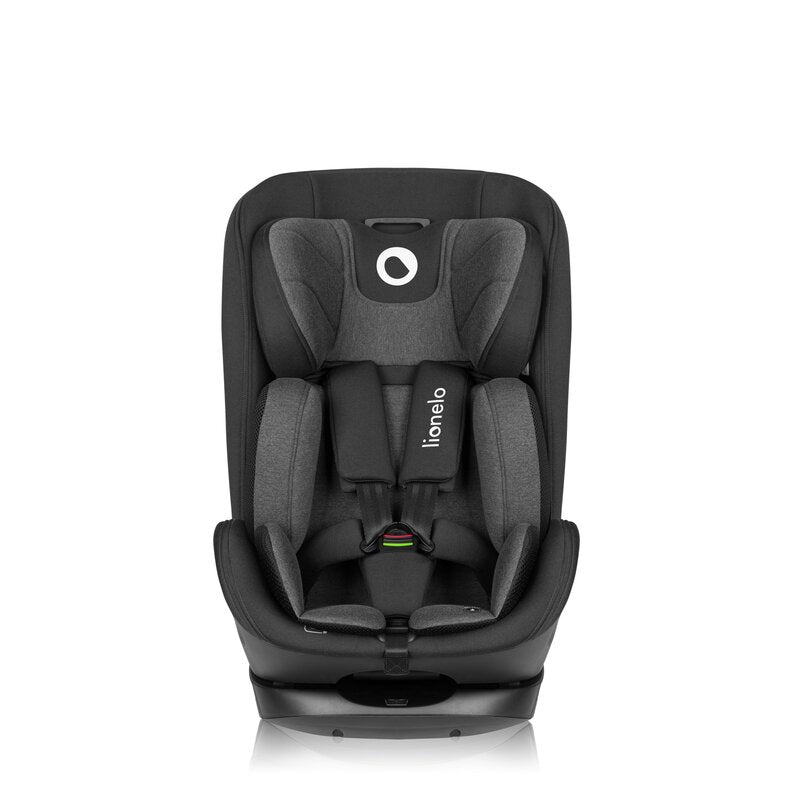 Scaun auto, Lionelo, Harper i-Size, Isofix, Cu centura TopTether, Cu spatar inclinabil in 5 pozitii, Cu tetiera reglabila in 13 pozitii, Cu tehnologie Dri Seat, Instalare cu fata inainte, 9-36 kg, 76-150 cm, Conform cu ECE R129, Gri - gogobaby.ro