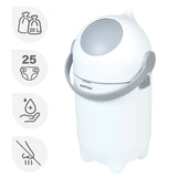 Cos pentru scutece, Nattou, Dropy, Sistem etans impotriva mirosurilor, Compatibil cu saci universali, Operare cu o mana, Potrivit pentru cca 25 scutece, 27 × 27 × 48.5 cm, 20 l, Alb