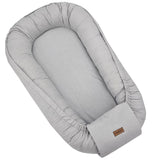 Cosulet bebelus, Feedo, Pentru dormit, joaca, protectie in patut, Baby Nest 90x60 cm, Din bumbac 100%, Design elegant, Gri