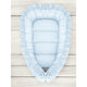 Cosulet bebelus, MimiNu, Pentru dormit, Baby Nest 55 x 75 cm, Cu Volanase, Husa 100% bumbac, Din bumbac certificat Oeko Tex Standard 100, Colectia Royal, Blue