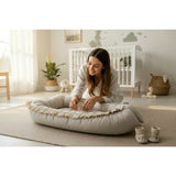 Cosulet bebelus, MimiNu, Premium, Pentru dormit, Baby Nest 55 x 75 cm, Cu Volanase si dantela, Husa 100% bumbac, Din bumbac certificat Oeko Tex Standard 100, Grey