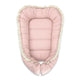 Cosulet bebelus, MimiNu, Premium, Pentru dormit, Baby Nest 55 x 75 cm, Cu Volanase si dantela, Husa 100% bumbac, Din bumbac certificat Oeko Tex Standard 100, Powder Pink