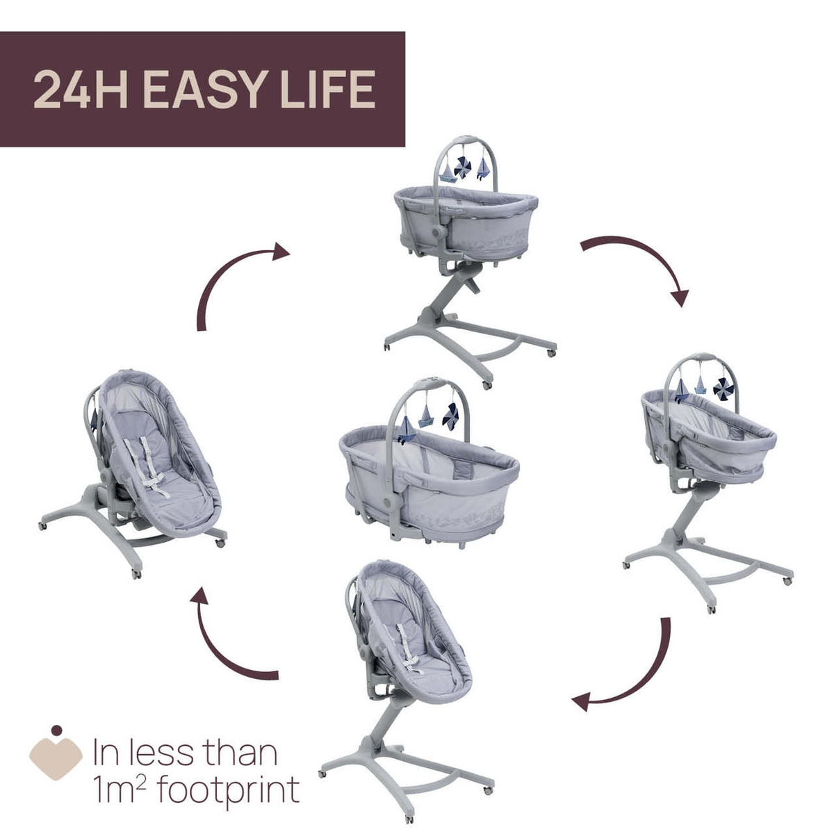 Cosulet multifunctional 5 in 1 Chicco Baby Hug Pro, EarlGrey (Gri), 0luni+ - gogobaby.ro