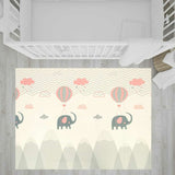 Covoras de joaca, Bocioland, Grey Elephant, Pliabil, Protectie impotriva loviturilor, Dimensiune mare, 180 x 150 cm, Cu Imprimeu pe ambele parti, Potrivit pentru utlizare atat in interior, cat si in exterior