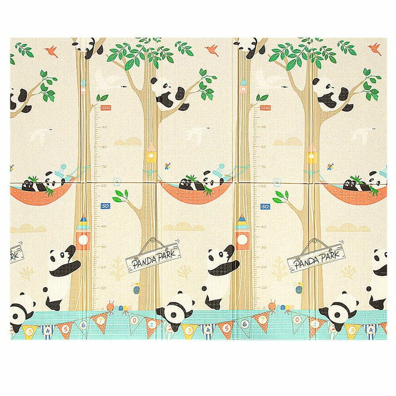 Covoras de joaca, Bocioland, Panda, Pliabil, Protectie impotriva loviturilor, Dimensiune mare, 180 x 150 cm, Cu Imprimeu pe ambele parti, Potrivit pentru utlizare atat in interior, cat si in exterior