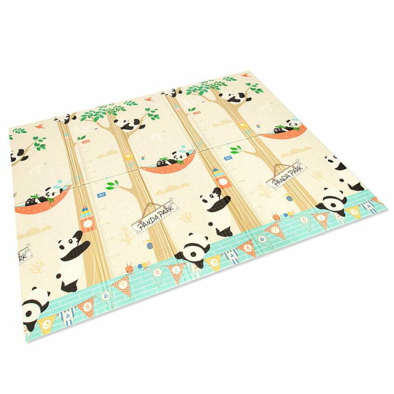 Covoras de joaca, Bocioland, Panda, Pliabil, Protectie impotriva loviturilor, Dimensiune mare, 180 x 150 cm, Cu Imprimeu pe ambele parti, Potrivit pentru utlizare atat in interior, cat si in exterior