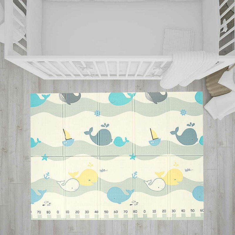 Covoras de joaca, Bocioland, Water City, Pliabil, Protectie impotriva loviturilor, Dimensiune mare, 180 x 150 cm, Cu Imprimeu pe ambele parti, Potrivit pentru utlizare atat in interior, cat si in exterior