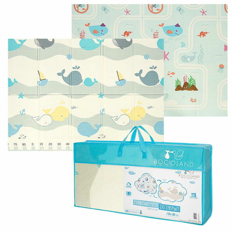 Covoras de joaca, Bocioland, Water City, Pliabil, Protectie impotriva loviturilor, Dimensiune mare, 180 x 150 cm, Cu Imprimeu pe ambele parti, Potrivit pentru utlizare atat in interior, cat si in exterior - gogobaby.ro