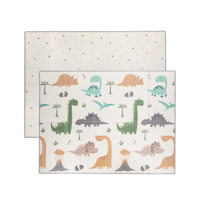Covoras de joaca, FreeON, Magic Dino, Cu doua fete, Pliabil, Protectie impotriva loviturilor, 200 x 150 cm, Cu Imprimeu pe ambele parti, 0 luni+, Multicolor