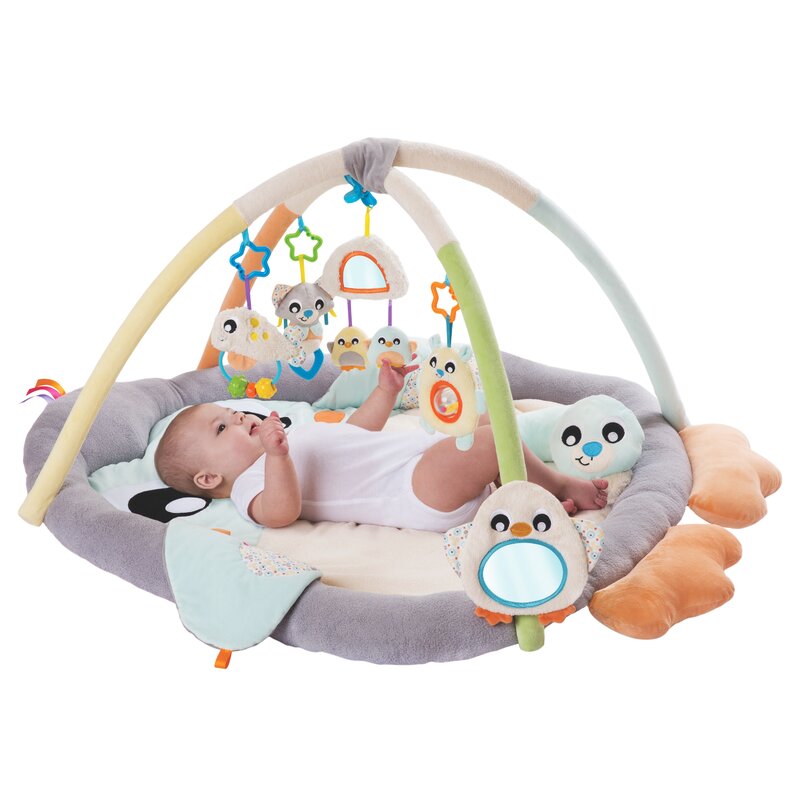 Covoras educational, Playgro, Penguin, Pentru copii, Interactiv, Multifunctional, Pentru activitati fizice, Cu elemente detasabile, 0 luni+, Snuggle Me Penguin Tummy Time Gym-Bag