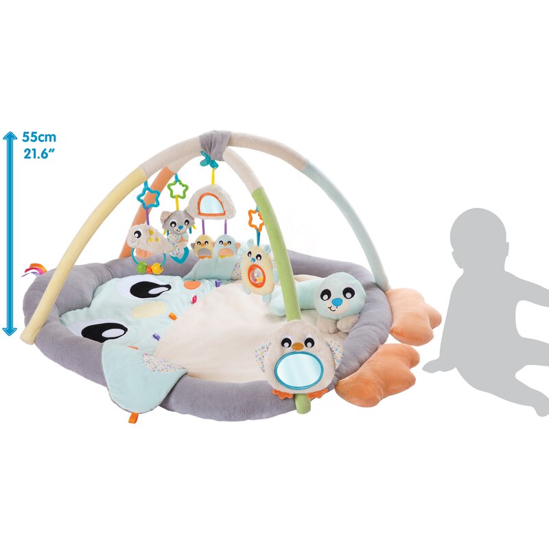 Covoras educational, Playgro, Penguin, Pentru copii, Interactiv, Multifunctional, Pentru activitati fizice, Cu elemente detasabile, 0 luni+, Snuggle Me Penguin Tummy Time Gym-Bag