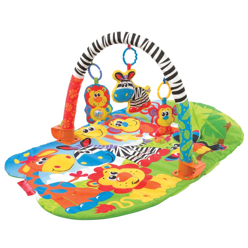 Covoras educational, Playgro, Pentru copii, Interactiv, Multifunctional, Pentru activitati fizice, Cu elemente detasabile, 0 luni+, 5 in 1 Safari Super Gym